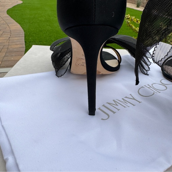 SOLD Jimmy Choo Aveline 100 Asymmetric Grosgrain Sandal Heel - Picture 11 of 15